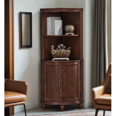 61.02" Brown Corner Solid Wood Accent Cabinet by Vinta Trendy