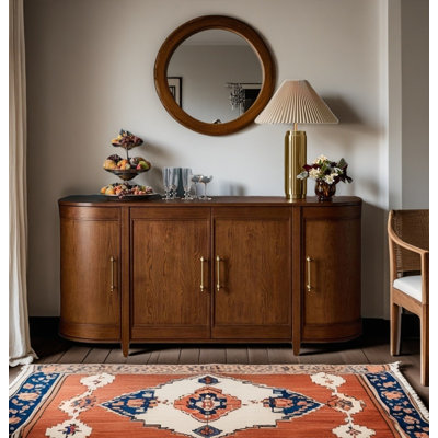 70.87"Brown Half Circle Solid Wood Sideboard by Vinta Trendy