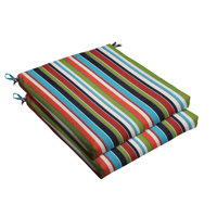 Colorful Stripe Indoor/Outdoor Sunbrella Dining Chair Cushion by Rosecliff Heights