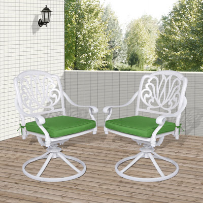 Lenoir Vivijason 2-Piece Outdoor Bistro Swivel Dining Chairs, Patio Cast Aluminum Dining Rocker Chairs, Patio Furniture Chair Set With Cushion For Bal by VIVIJASON