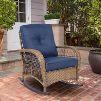 Vivijason Outdoor Wicker Rocking Chair, Patio Rattan Rocker Chair With Cushions & Steel Frame, All-Weather Rocking Lawn Wicker Furniture For Garden Ba by VIVIJASON