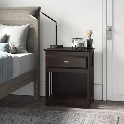 Jazen 1 Drawer Solid Wood Nightstand by Latitude Run