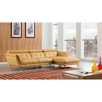 Navya 111" Wide Leather Match Sofa & Chaise by Orren Ellis