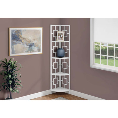 Bookshelf, Bookcase, Etagere, Corner, 4 Tier, 62"H, Office, Bedroom, Metal, Laminate by Red Barrel Studio