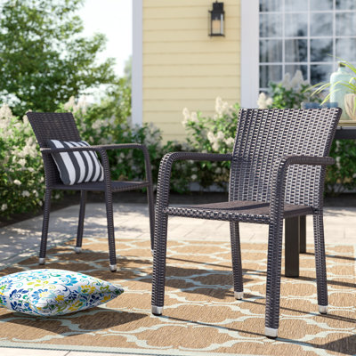 Bronstein Outdoor Stacking Dining Armchairs by Lark Manor
