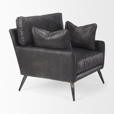 Emily Top Grain Leather Club Chair by 17 Stories