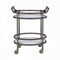 Lacole Octagonal Bar Cart in Champagne and Mirrored by Everly Quinn