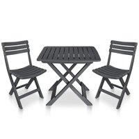 Patio Bistro Set 3 Piece Folding Table and Chairs Furniture Plastic