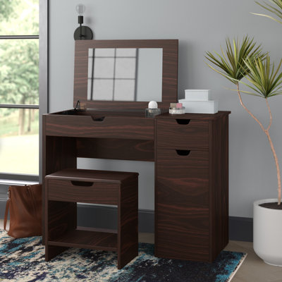 Smariti Vanity Set with Stool and Mirror by Ebern Designs