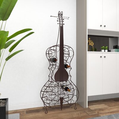 Black Metal Cello 26 Bottle Standing Wine Rack by Fleur De Lis Living