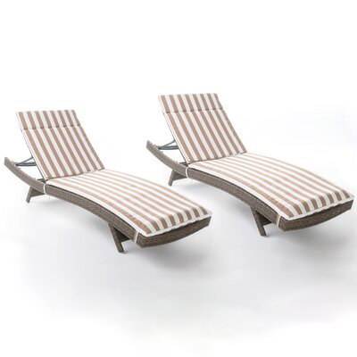 Billur 79.25" Long Reclining Chaise Lounge Set with Cushions