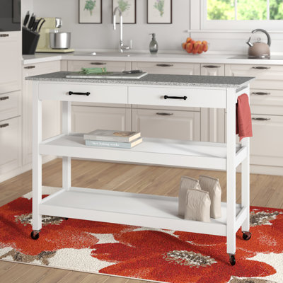 Lombard Kitchen Cart Granite Top by Alcott Hill