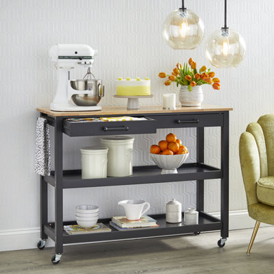 Lombard Kitchen Cart Granite Top by Alcott Hill