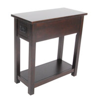 Kingsland Classic Mission Style Chair Side End Table, 1 Drawer + Shelf, 11" W x 23" D x 24" H, Living Room Furniture by Charlton Home