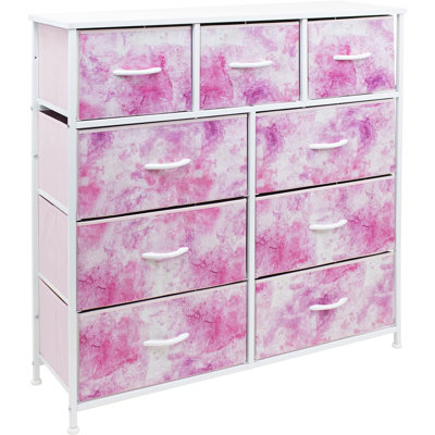 Sorbus 9 Drawers Dresser with Steel Frame and Wood Top in Tie Dye Print by Sorbus