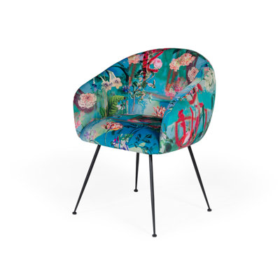Osbourn Velvet Upholstered Wingback Arm Chair in Blue/Pink by Wade Logan