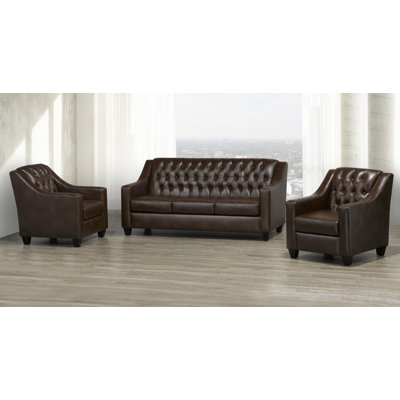 Debolt 3 Piece Genuine Leather Living Room Set by Darby Home Co