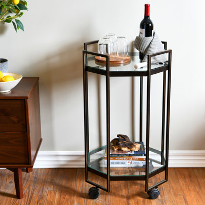 Langemark Octagon Metal Bar Cart by Latitude Run
