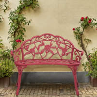 Westgrove Park Bench，Outdoor Bench, Cast Aluminum Outdoor Furniture, Metal Bench with Floral Rose Accent & Antique Finish by Kelly Clarkson Home
