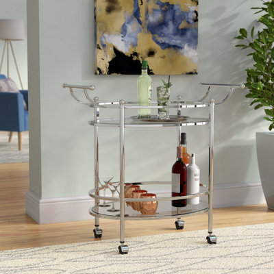 Agnuni Chrome and Glass Bar Cart by Brayden Studio