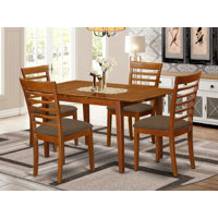 Adonica 5 - Piece Butterfly Leaf Rubberwood Solid Wood Dining Set by Lark Manor