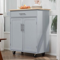 Cheng Kitchen Cart with Solid Wood Top by Laurel Foundry Modern Farmhouse