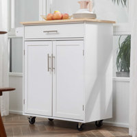 Cheng Kitchen Cart with Solid Wood Top by Laurel Foundry Modern Farmhouse