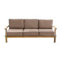 Galvan 82.68" Wide Outdoor Teak Patio Sofa with Cushions by Rosecliff Heights