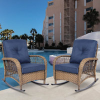 Outdoor Matina Rocking Wicker/Rattan Chair with Cushions by Bayou Breeze