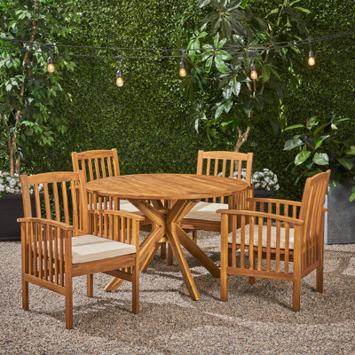 Soares 5 Piece Dining Set with Cushions by Breakwater Bay