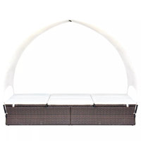 Vizcarrondo vidaXL Double Sun Lounger Patio Rattan Wicker Daybed with Canopy Poly Rattan by Highland Dunes
