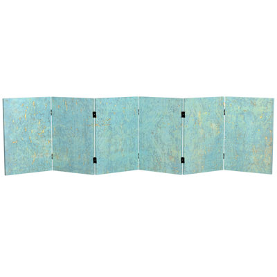 Wiens Turquoise Art Canvas Folding Screen by World Menagerie