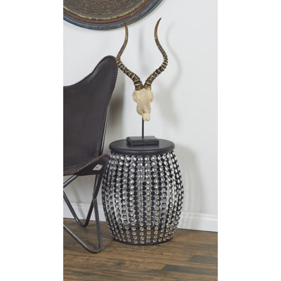 Fennell Metal Open Frame Side End Black Accent Table with Crystal Embellishments by House of Hampton