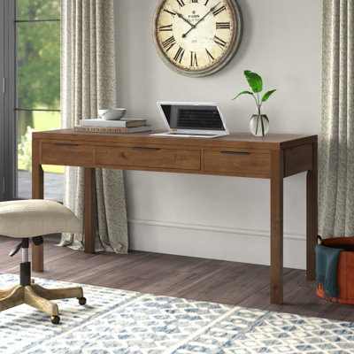 Hollander 60"W Solid Wood Large Desk, Contemporary Style with Keyboard Tray and 2 Drawers by Simpli Home