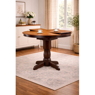Geirlaugur Round Counter Height Extendable Butterfly Leaf Solid Wood Dining Table in Grey by Charlton Home