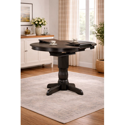 Geirlaugur Round Counter Height Extendable Butterfly Leaf Solid Wood Dining Table in Grey by Charlton Home