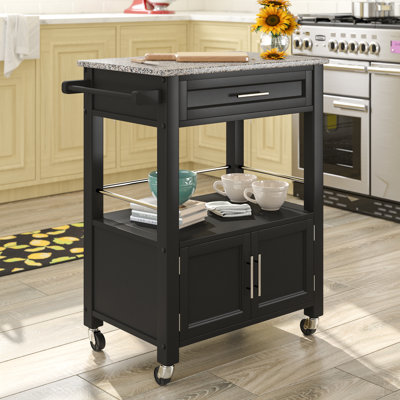 Aleshire Granite Top Kitchen Cart With Storage Space by Latitude Run