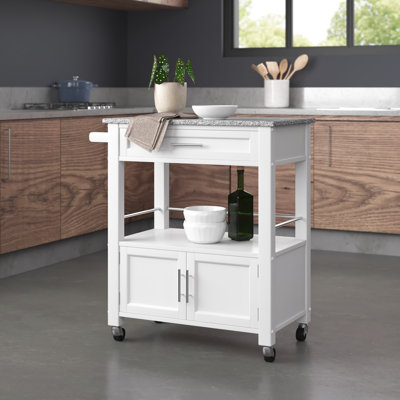 Aleshire Granite Top Kitchen Cart With Storage Space by Latitude Run