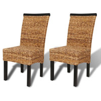 Rebeca vidaXL Solid Mango Wood Dining Chair Rattan Dining Room Kitchen Chairs by Bay Isle Home