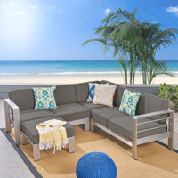 Caggiano 80.85" Wide Outdoor Reversible Patio Sectional with Cushions by Wade Logan