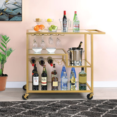 Maxymilian Metal Framed Bar Cart by Everly Quinn