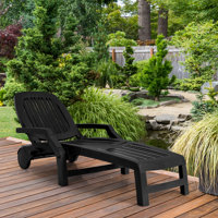 Mistry Outdoor Patio Adjustable Sun Lounger with Wheels