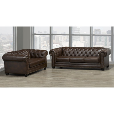Ornellas 2 Piece Genuine Leather Living Room Set by Astoria Grand