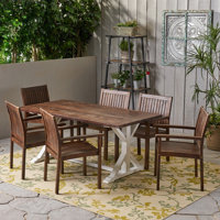 Preston Outdoor Rustic Farmhouse 7 Piece Dining Set