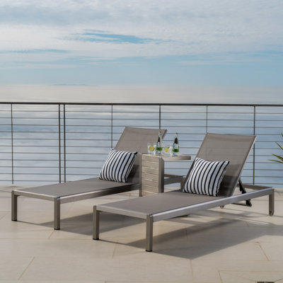 Caggiano 77.56" Long Reclining Chaise Lounge Set with Table by Wade Logan