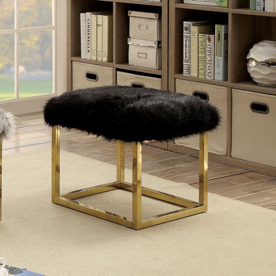 Agrippa Steel Accent stool by Everly Quinn