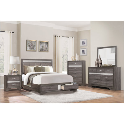 Omak Leather Storage Platform Bed King 6 Piece: Bed, Dresser, Mirror, 2 Nightstands, Chest by Hokku Designs