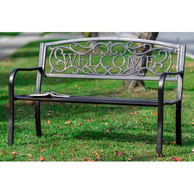 Setser Welcome Metal Garden Bench by August Grove