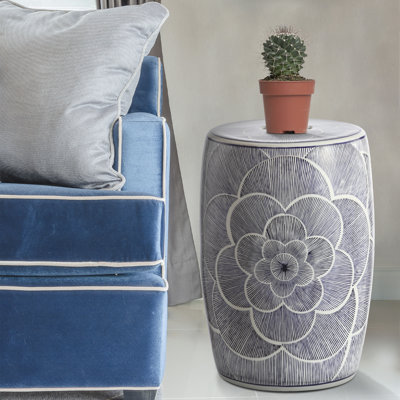 Epps Camellia Ceramic Drum Garden Stool by World Menagerie