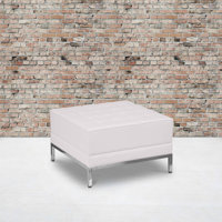 Amjed LeatherSoft Quilted Tufted Modular Ottoman with Stainless Steel Legs by Wade Logan